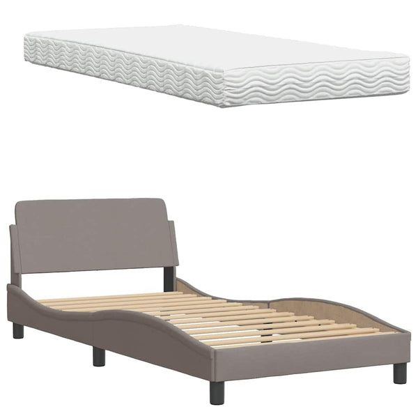 vidaXL Bed with Mattress "Hanko" Taupe 100x200 cm Fabric