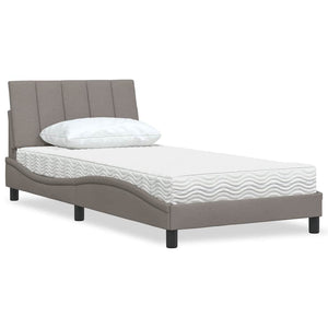 vidaXL Bed with Mattress "Hanko" Taupe 100x200 cm Fabric
