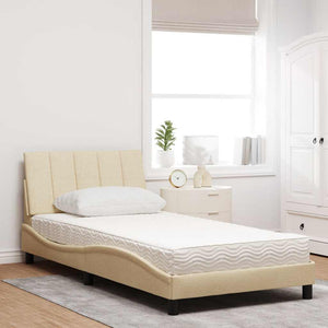 vidaXL Bed with Mattress "Hanko" Cream 100x200 cm Fabric