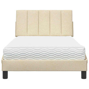 vidaXL Bed with Mattress "Hanko" Cream 100x200 cm Fabric