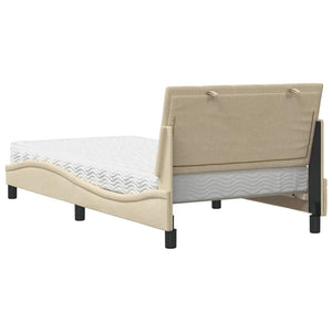 vidaXL Bed with Mattress "Hanko" Cream 100x200 cm Fabric