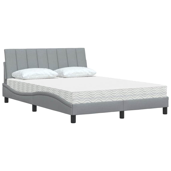 vidaXL "Hanko" Light Grey 120x200 cm Fabric Bed with Mattress