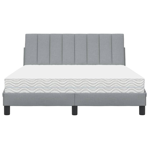 vidaXL "Hanko" Light Grey 120x200 cm Fabric Bed with Mattress