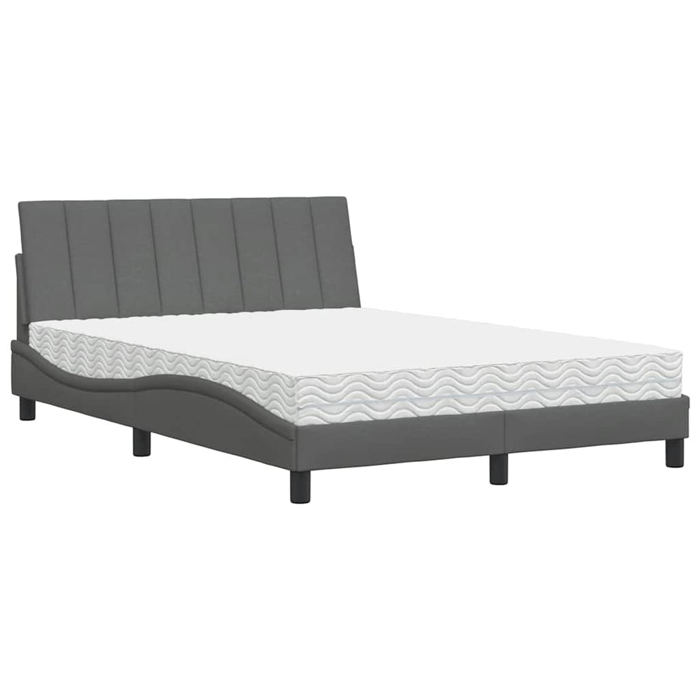 vidaXL Bed with Mattress "Hanko" Dark Gray 120x200 cm Fabric