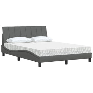 vidaXL Bed with Mattress "Hanko" Dark Gray 120x200 cm Fabric