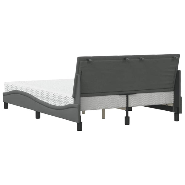 vidaXL Bed with Mattress "Hanko" Dark Gray 120x200 cm Fabric