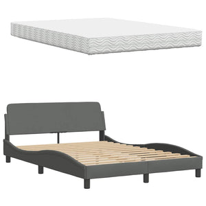 vidaXL Bed with Mattress "Hanko" Dark Gray 120x200 cm Fabric