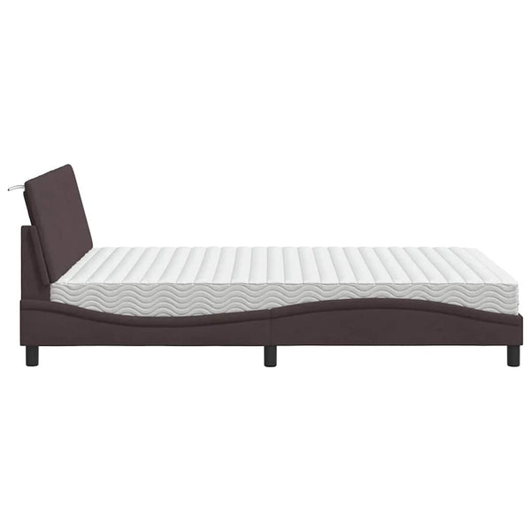vidaXL "Hanko" Dark Brown Bed with Mattress 120x200 cm Fabric