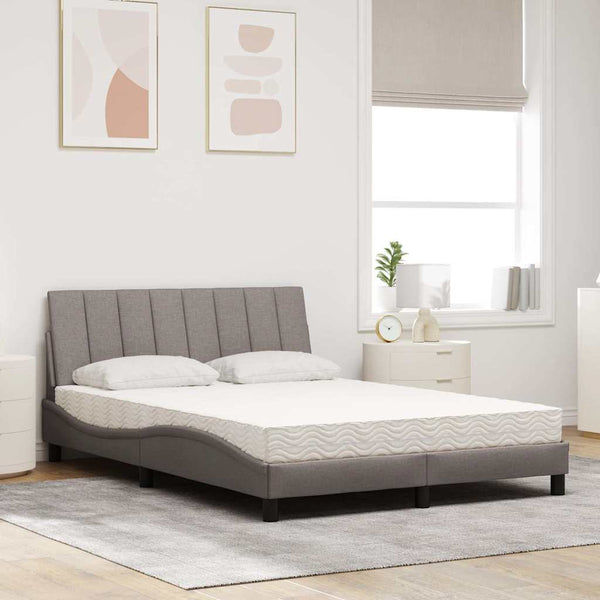 vidaXL "Hanko" Taupe Fabric Bed with Mattress 120x200 cm