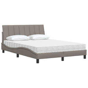 vidaXL "Hanko" Taupe Fabric Bed with Mattress 120x200 cm