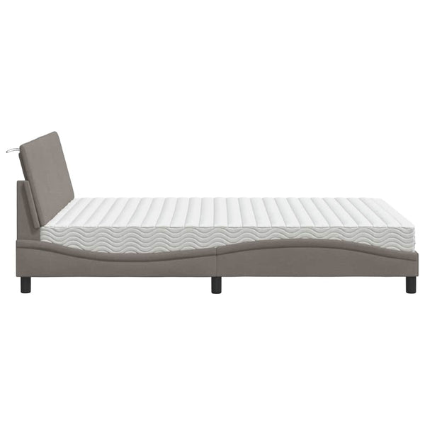 vidaXL "Hanko" Taupe Fabric Bed with Mattress 120x200 cm
