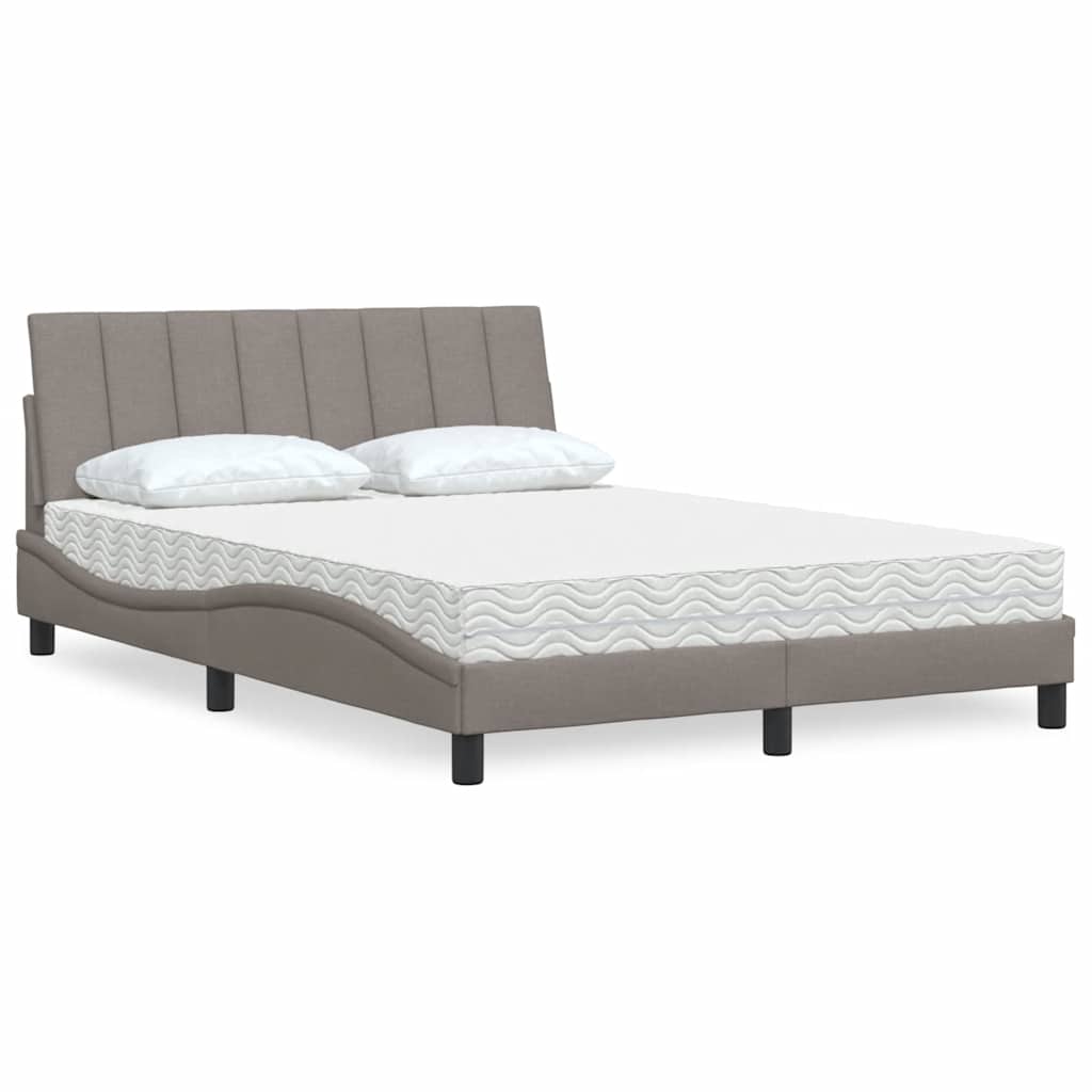 vidaXL "Hanko" Taupe Fabric Bed with Mattress 120x200 cm