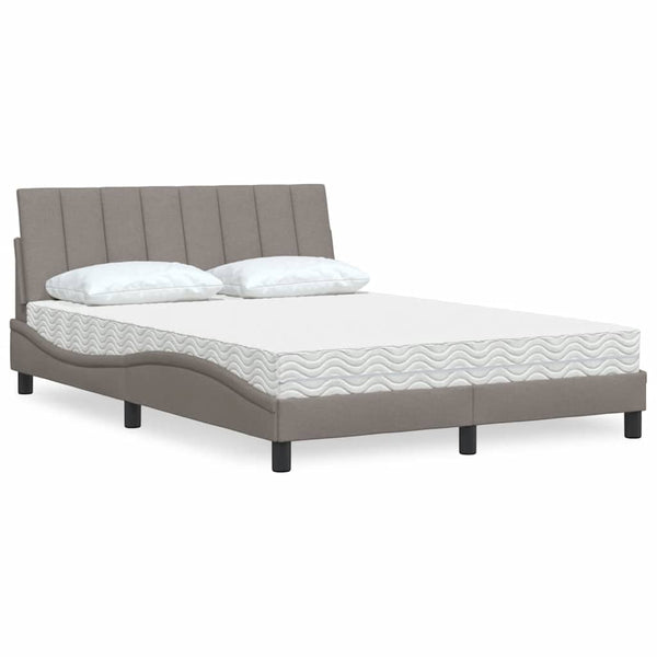 vidaXL "Hanko" Taupe Fabric Bed with Mattress 120x200 cm