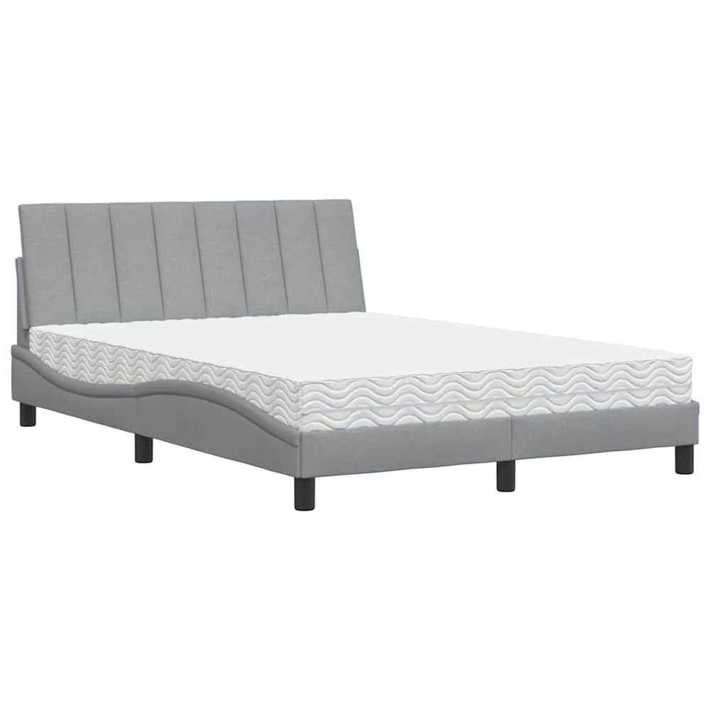 vidaXL Bed with Mattress "Hanko" Light Grey 140x190 cm Fabric