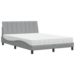 vidaXL Bed with Mattress "Hanko" Light Grey 140x190 cm Fabric