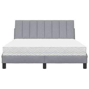 vidaXL Bed with Mattress "Hanko" Light Grey 140x190 cm Fabric
