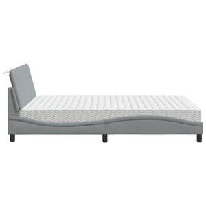vidaXL Bed with Mattress "Hanko" Light Grey 140x190 cm Fabric