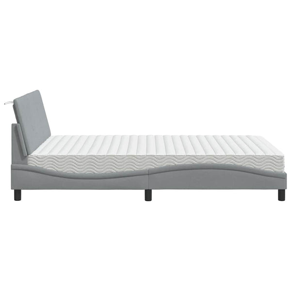 vidaXL Bed with Mattress "Hanko" Light Grey 140x190 cm Fabric
