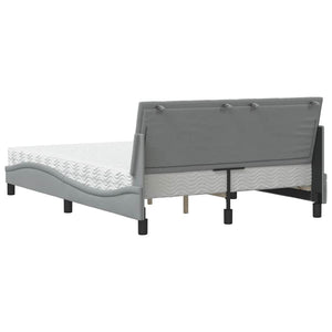 vidaXL Bed with Mattress "Hanko" Light Grey 140x190 cm Fabric