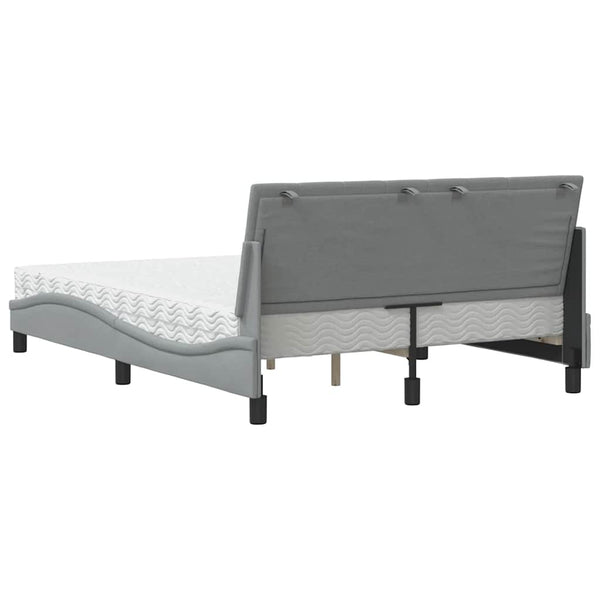 vidaXL Bed with Mattress "Hanko" Light Grey 140x190 cm Fabric