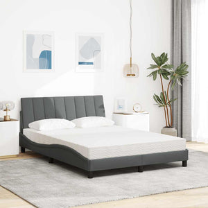 vidaXL Bed with Mattress "Hanko" Dark Gray 140x190 cm Fabric