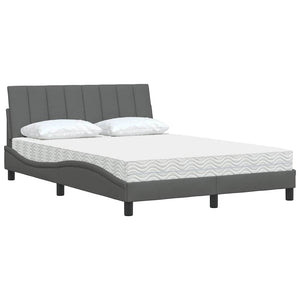 vidaXL Bed with Mattress "Hanko" Dark Gray 140x190 cm Fabric
