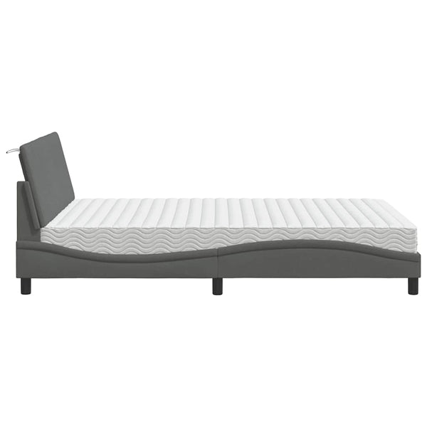 vidaXL Bed with Mattress "Hanko" Dark Gray 140x190 cm Fabric