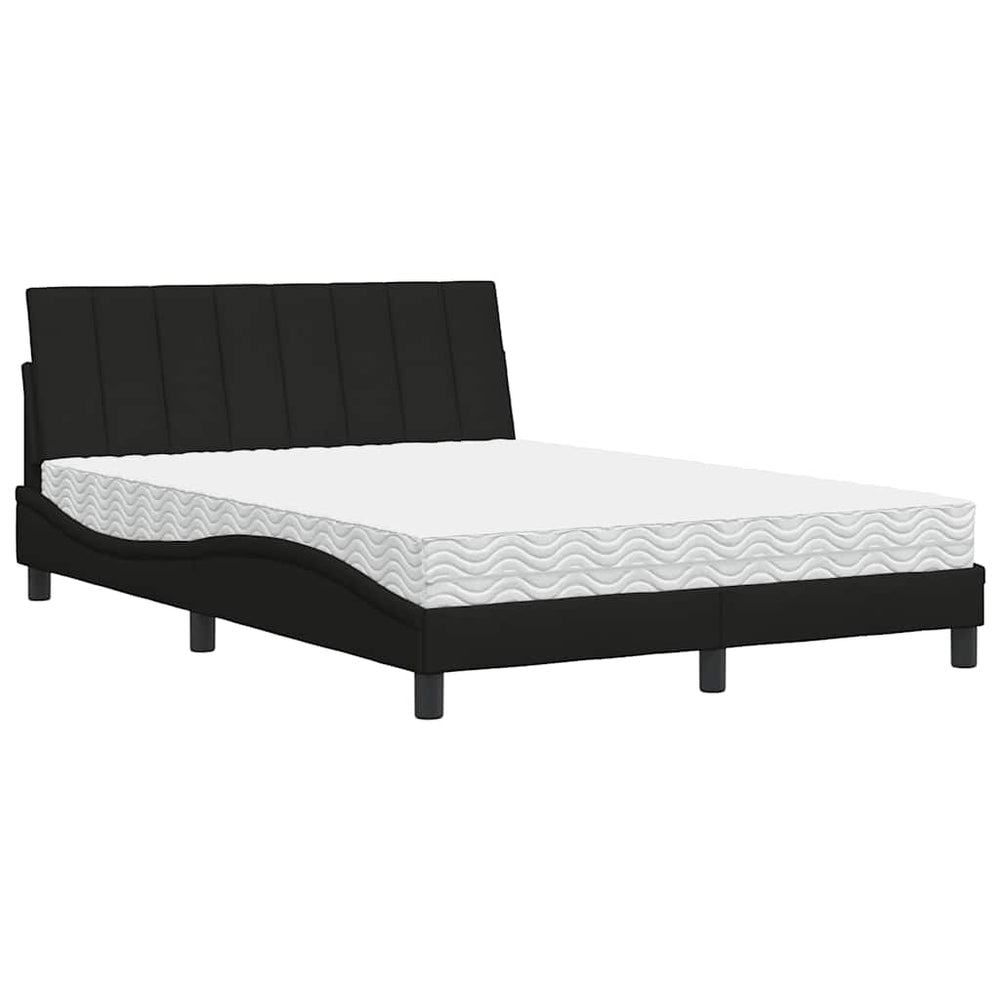 vidaXL Bed with Mattress "Hanko" Black 140x190 cm Fabric