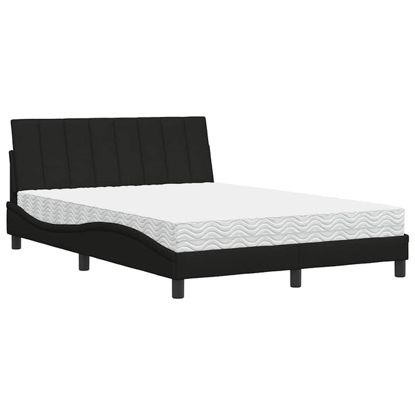 vidaXL Bed with Mattress "Hanko" Black 140x190 cm Fabric
