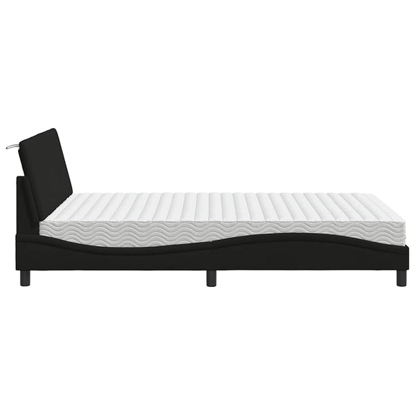 vidaXL Bed with Mattress "Hanko" Black 140x190 cm Fabric