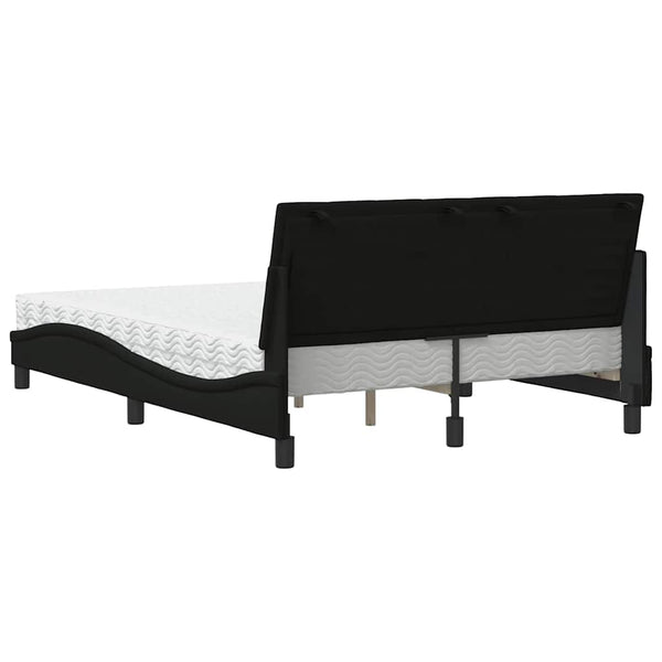 vidaXL Bed with Mattress "Hanko" Black 140x190 cm Fabric