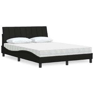 vidaXL Bed with Mattress "Hanko" Black 140x190 cm Fabric