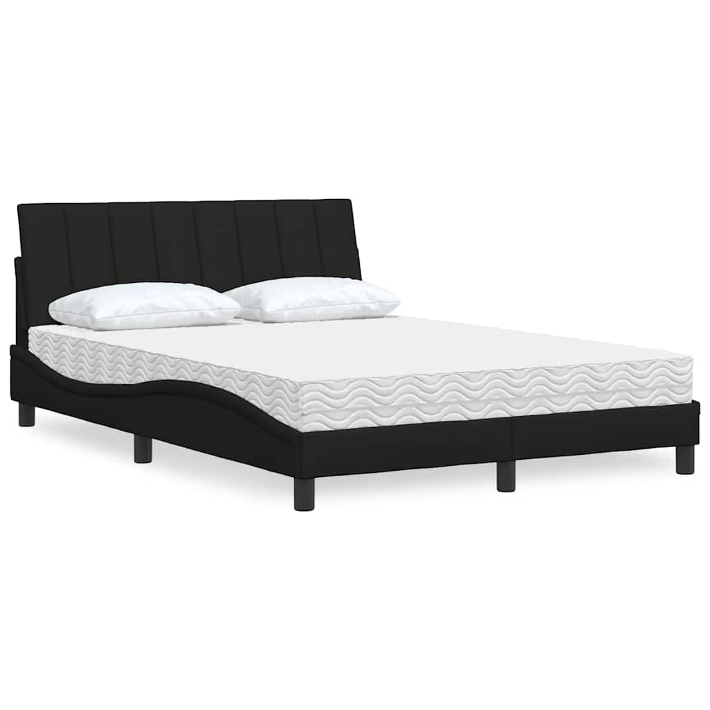 vidaXL Bed with Mattress "Hanko" Black 140x190 cm Fabric