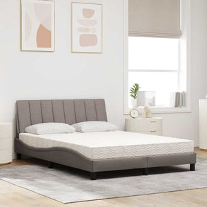 vidaXL Bed with Mattress "Hanko" Taupe 140x190 cm Fabric