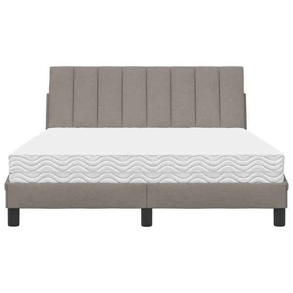 vidaXL Bed with Mattress "Hanko" Taupe 140x190 cm Fabric