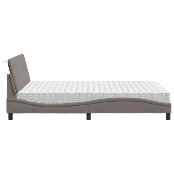vidaXL Bed with Mattress "Hanko" Taupe 140x190 cm Fabric