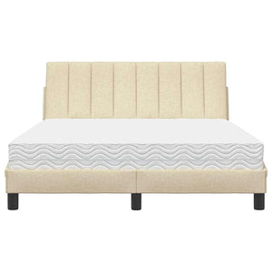 vidaXL Bed with Mattress "Hanko" Cream 140x190 cm Fabric