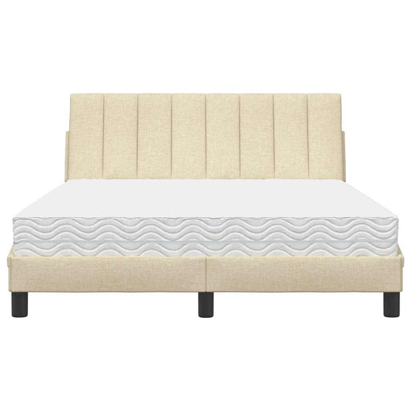 vidaXL Bed with Mattress "Hanko" Cream 140x190 cm Fabric