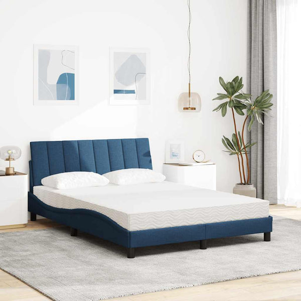 vidaXL Bed with Mattress "Hanko" Blue 140x190 cm Fabric