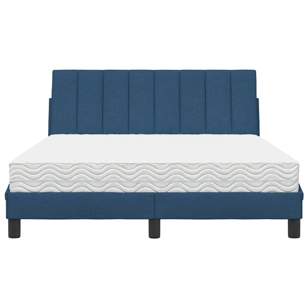 vidaXL Bed with Mattress "Hanko" Blue 140x190 cm Fabric