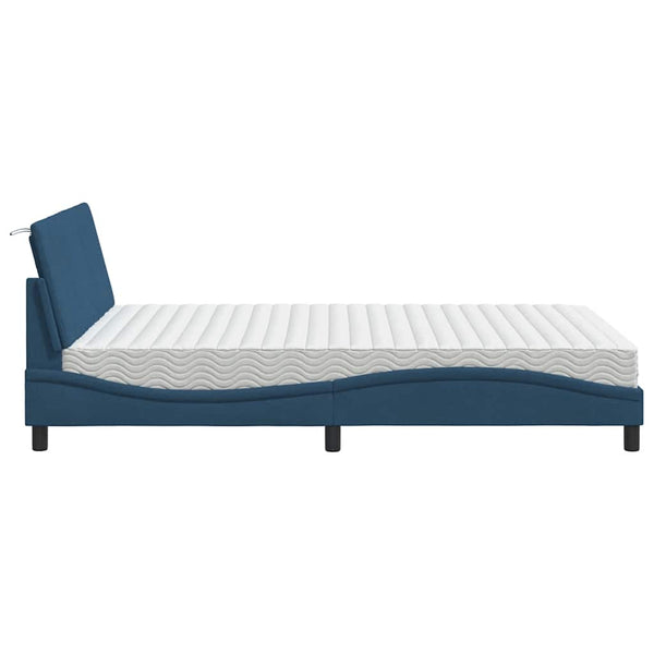 vidaXL Bed with Mattress "Hanko" Blue 140x190 cm Fabric