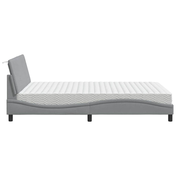 vidaXL Bed with Mattress "Hanko" Light Grey 140x200 cm Fabric