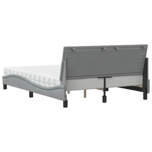 vidaXL Bed with Mattress "Hanko" Light Grey 140x200 cm Fabric