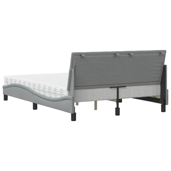 vidaXL Bed with Mattress "Hanko" Light Grey 140x200 cm Fabric