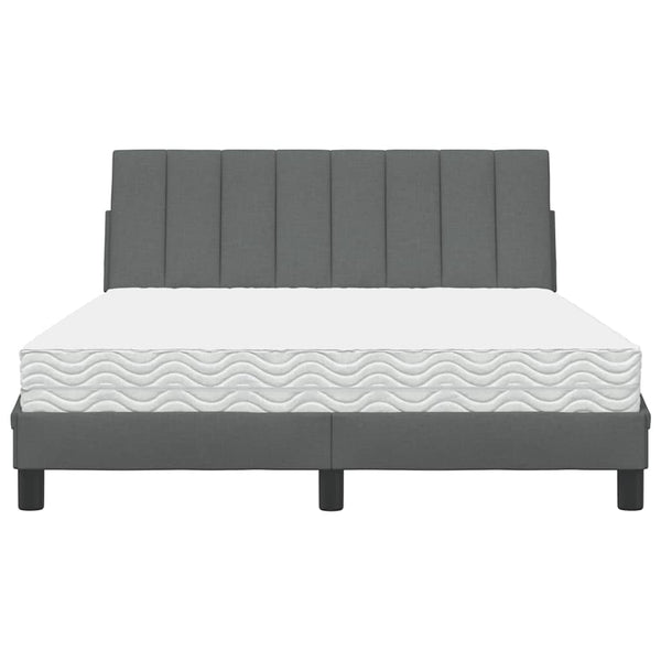 vidaXL "Hanko" Dark Grey Fabric Bed with Mattress 140x200 cm