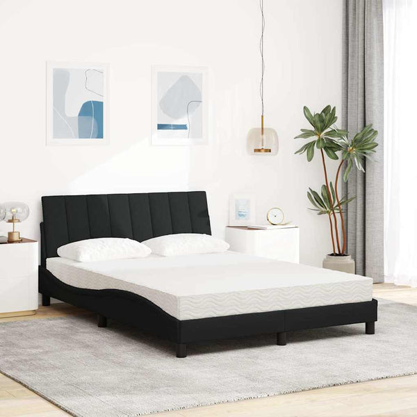 vidaXL Bed with Mattress "Hanko" Black 140x200 cm Fabric
