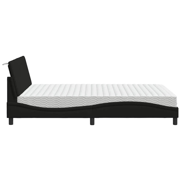 vidaXL Bed with Mattress "Hanko" Black 140x200 cm Fabric