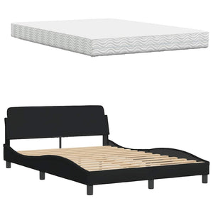 vidaXL Bed with Mattress "Hanko" Black 140x200 cm Fabric