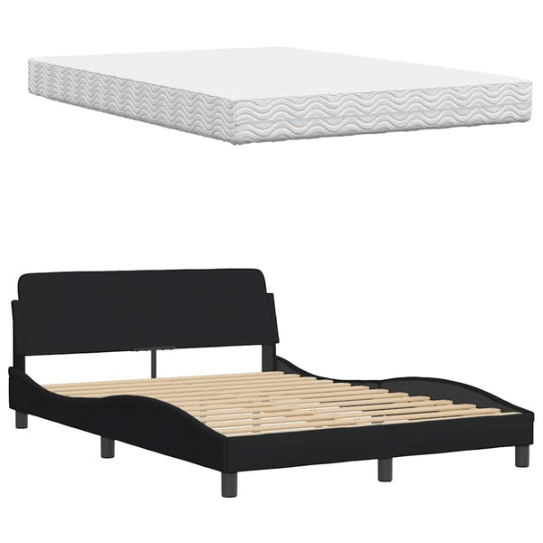 vidaXL Bed with Mattress "Hanko" Black 140x200 cm Fabric