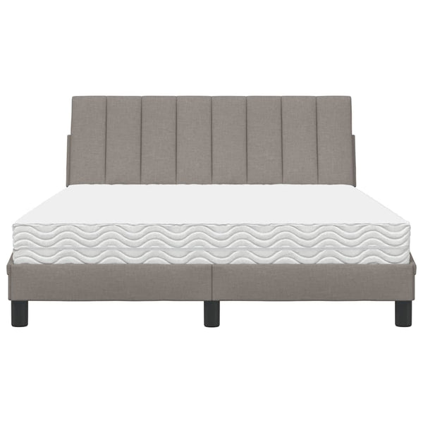 vidaXL Bed with Mattress "Hanko" Taupe 140x200 cm Fabric